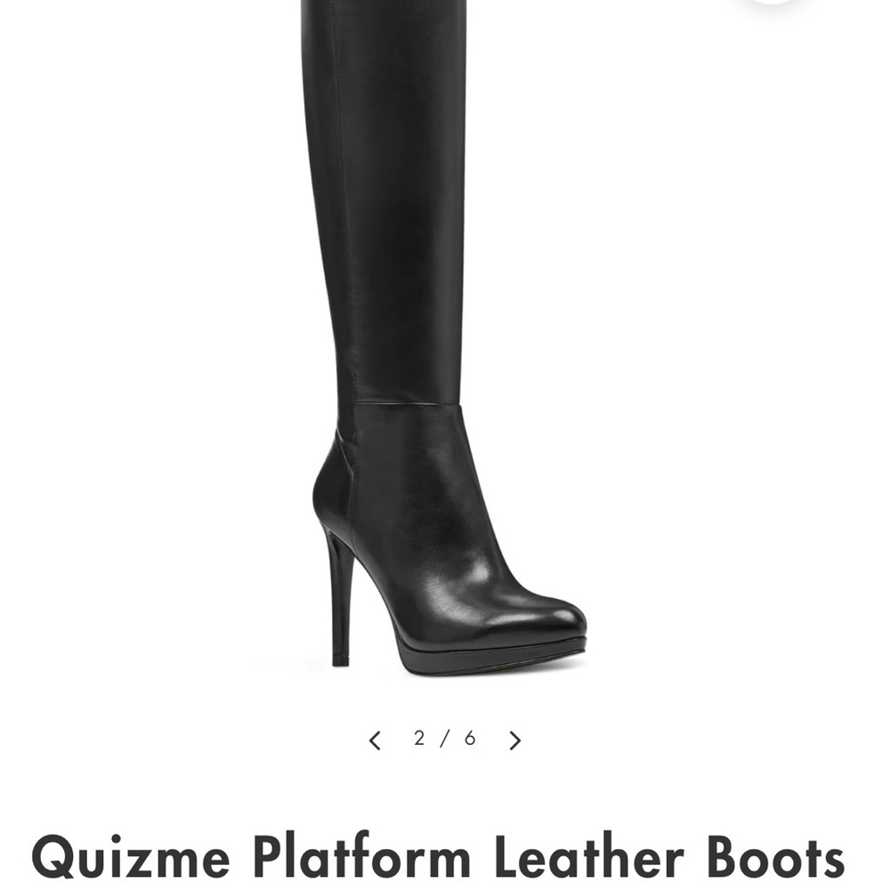 Nine West Quizme Black Leather Heeled Boots NWT